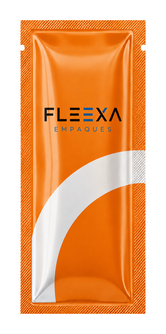 Empaque sachet personalizado FLEEXA naranja